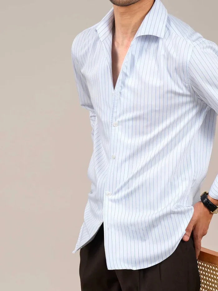 Italian Vega - Striped 100% Cotton Shirt - 012