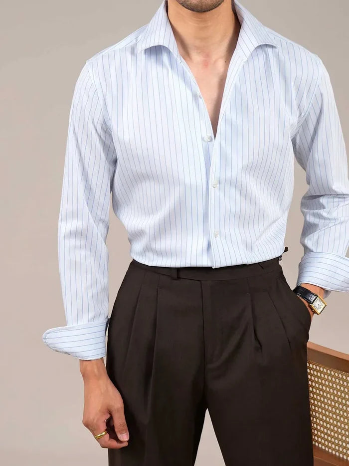 Italian Vega - Striped 100% Cotton Shirt - 012