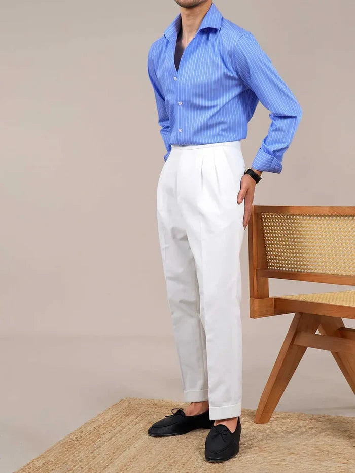 Italian Vega - Striped 100% Cotton Shirt - 012