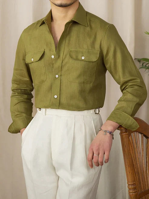 Italian Vega Amalfi 100% Linen Safari Shirt - 021