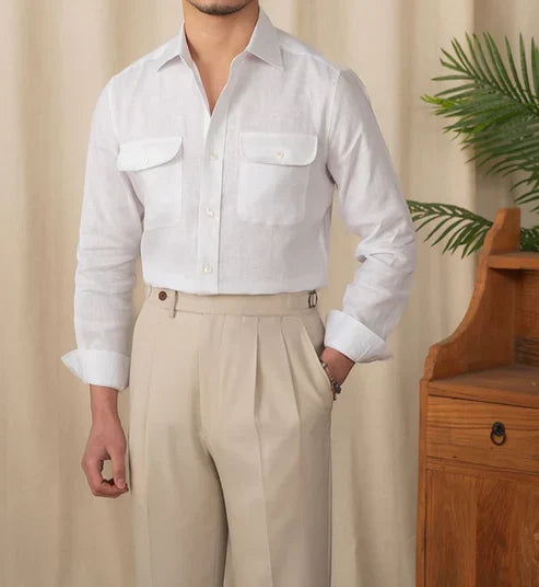 Italian Vega Amalfi 100% Linen Safari Shirt - 021