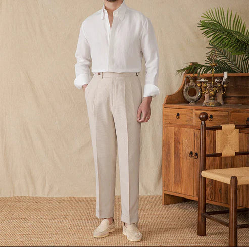 Italian Vega Milano 100% Linen Shirt - 024