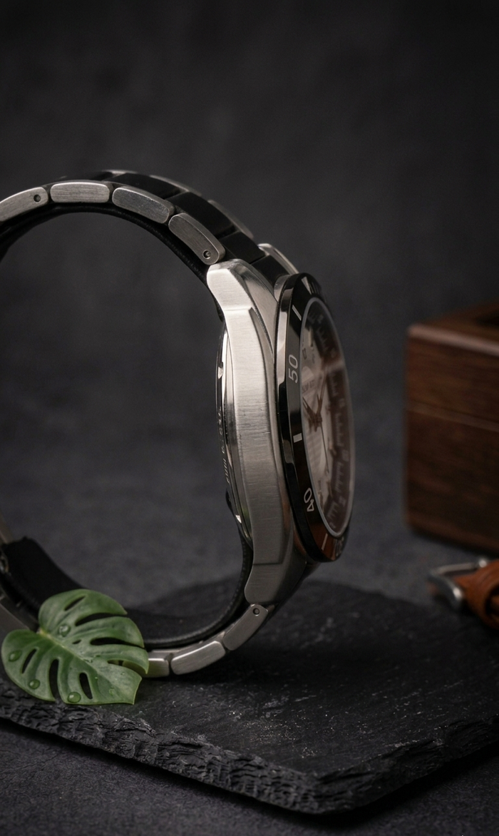 Italian Vega Monarch Day-Date Watch – Gunmetal Black Luxury Timepiece