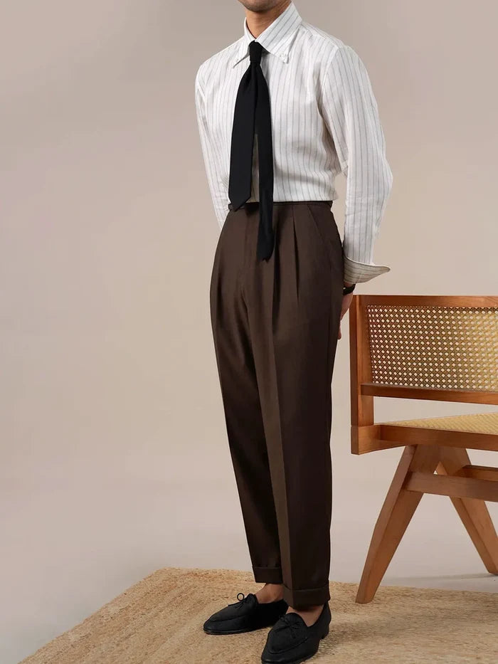 Italian Vega Striped Button Down Linen Shirt - 014