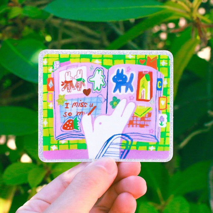 'Journaling with Rabbit' Vinyl Sticker
