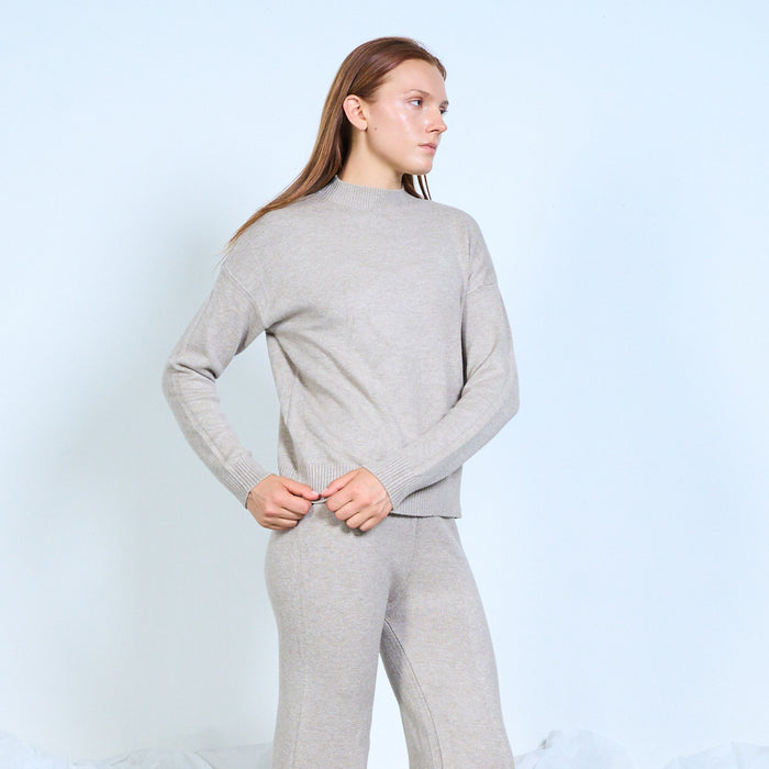 Knit sweater and wide-leg trousers set wholesale