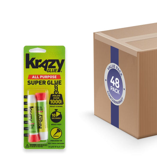 Krazy - Glue All Purpose Precision Tip Super Glue, 2 Pack - 0.14 Oz - 48 Pack