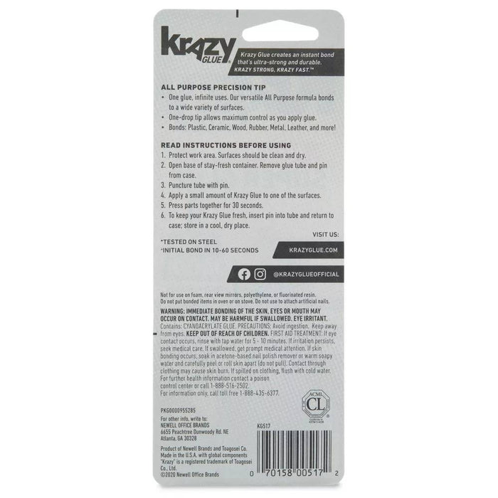 Krazy - Glue All Purpose Precision Tip Super Glue, 2 Pack - 0.14 Oz - 48 Pack
