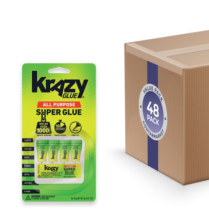 Krazy -  Super Glue, Single-Use Tubes, 4 Pack - 0.07 Oz - 48 Pack