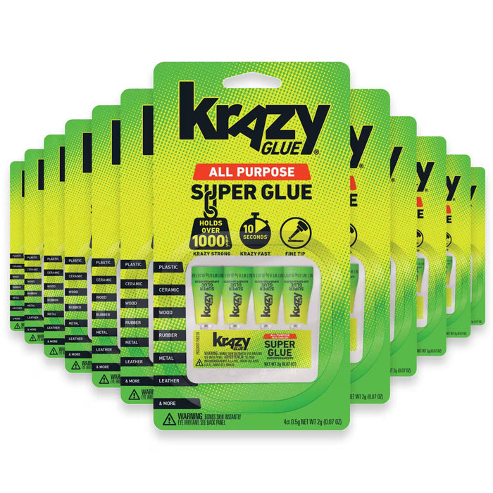 Krazy -  Super Glue, Single-Use Tubes, 4 Pack - 0.07 Oz - 48 Pack