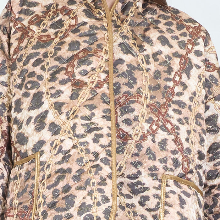 Leopard and chain printed quilted kimono jacket wholesale