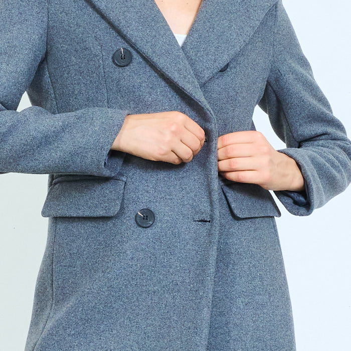 Long double-breasted coat with flap pockets wholesale