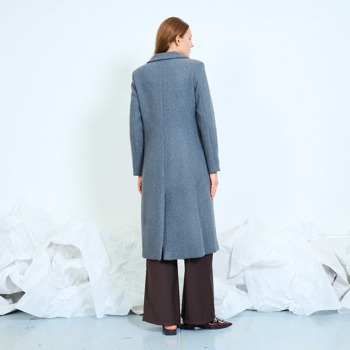 Long double-breasted coat with flap pockets wholesale