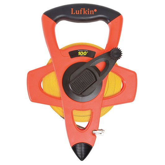 Lufkin Engineer's Hi-Viz Fiberglass Tape, 1/2" x 100', Hi-Vis Orange