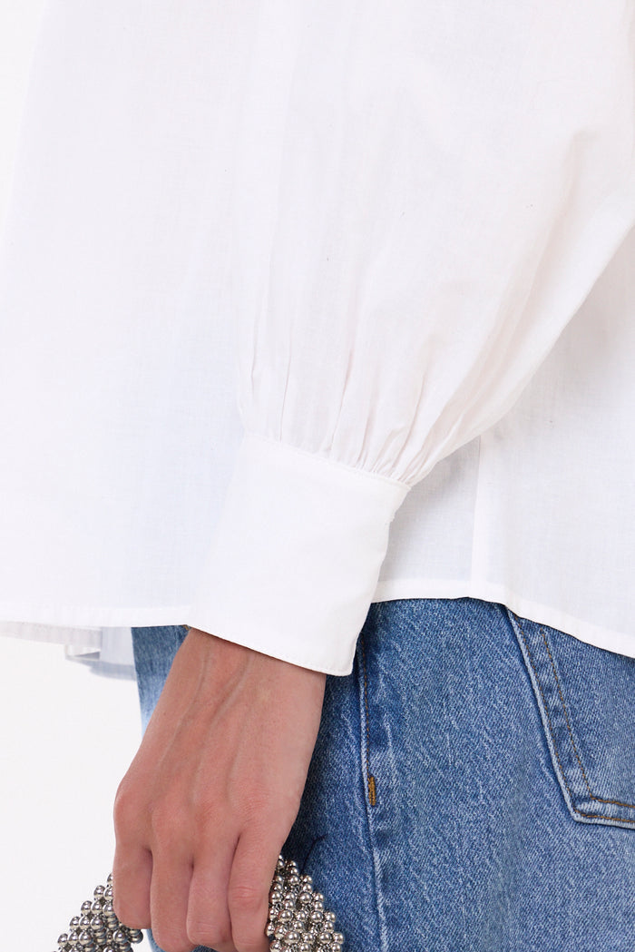 Mandarin-collar shirt with contrast piping detail wholesale