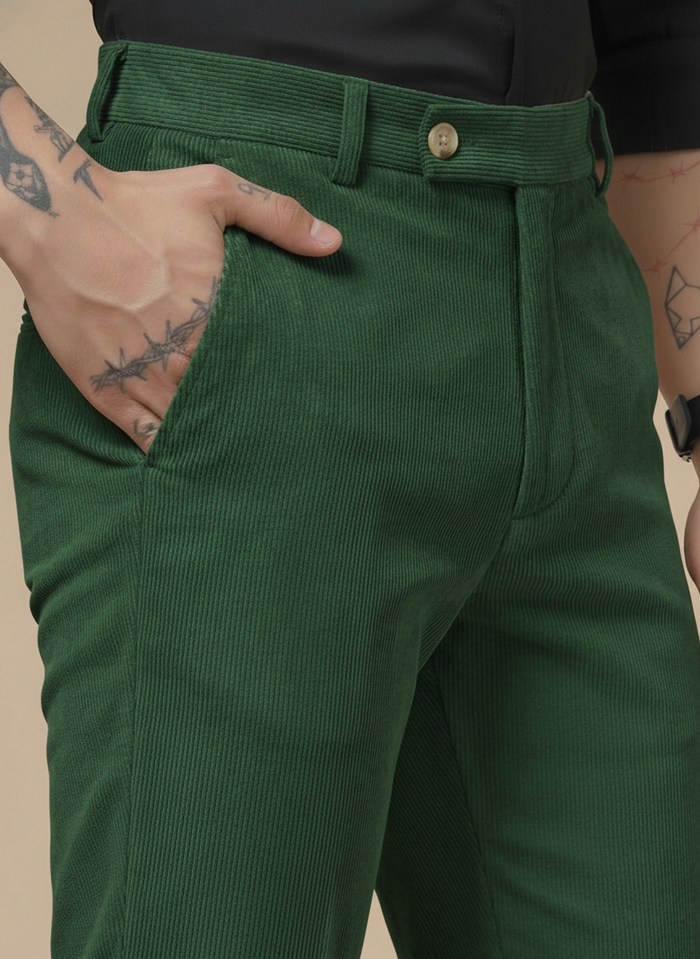 Men Pleated Formal Corduroy Pants | Boot Cut Fit by ITALIAN VEGA®