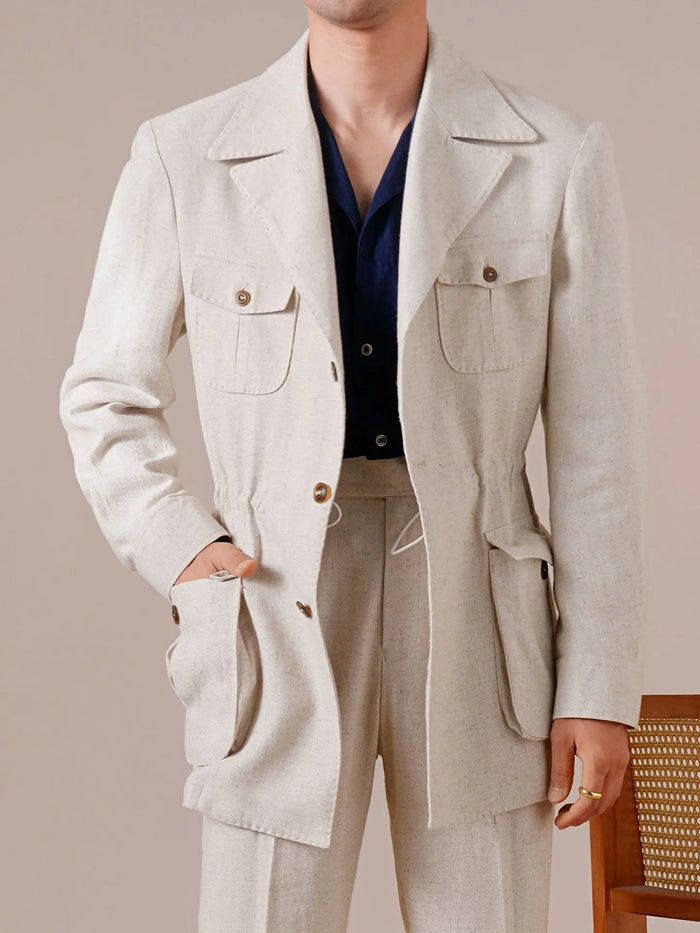 Men's Breathable Linen Italian Safari Jacket - BRABION