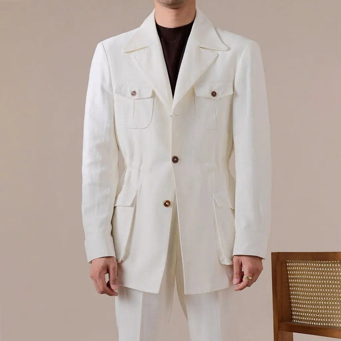 Men's Breathable Linen Italian Safari Jacket - BRABION
