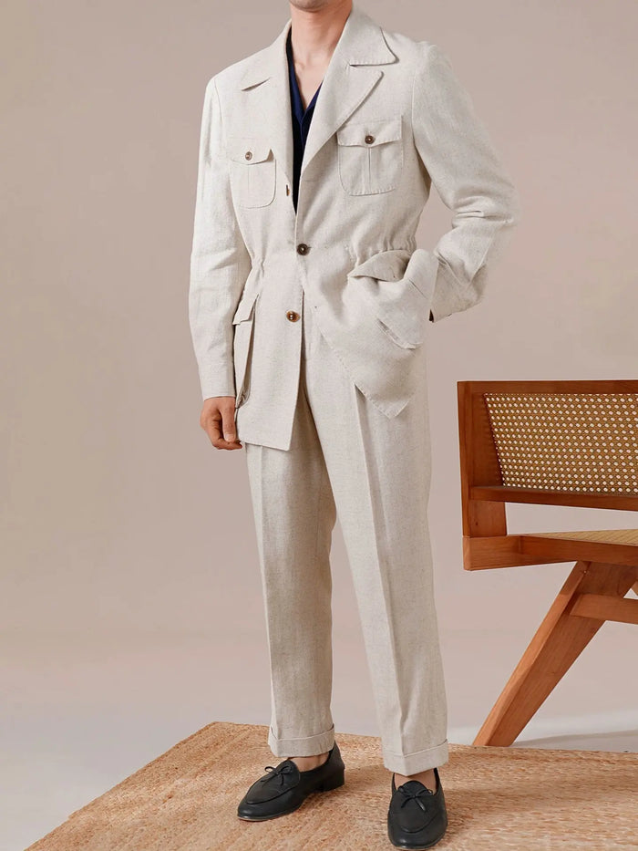 Men's Breathable Linen Italian Safari Jacket - BRABION
