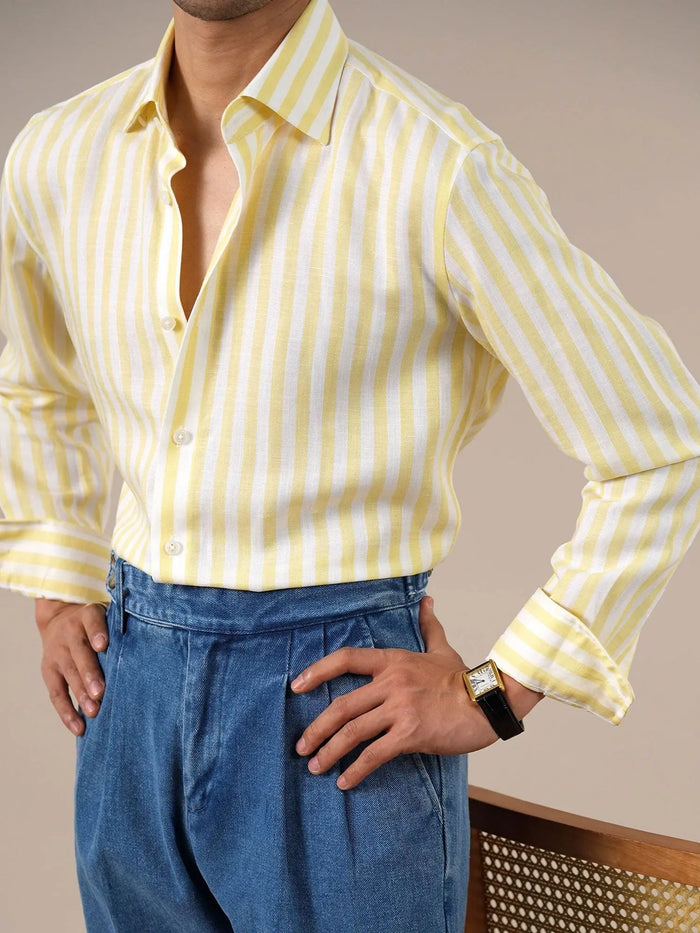 Men's Breathable Striped Linen Blend Shirt BRABION