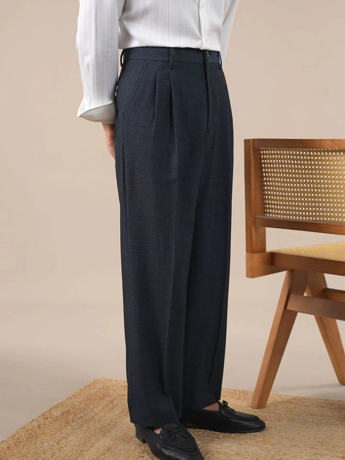 Men’s Denim Blue Slim-Fit Straight-Leg Dress Pants BRABION
