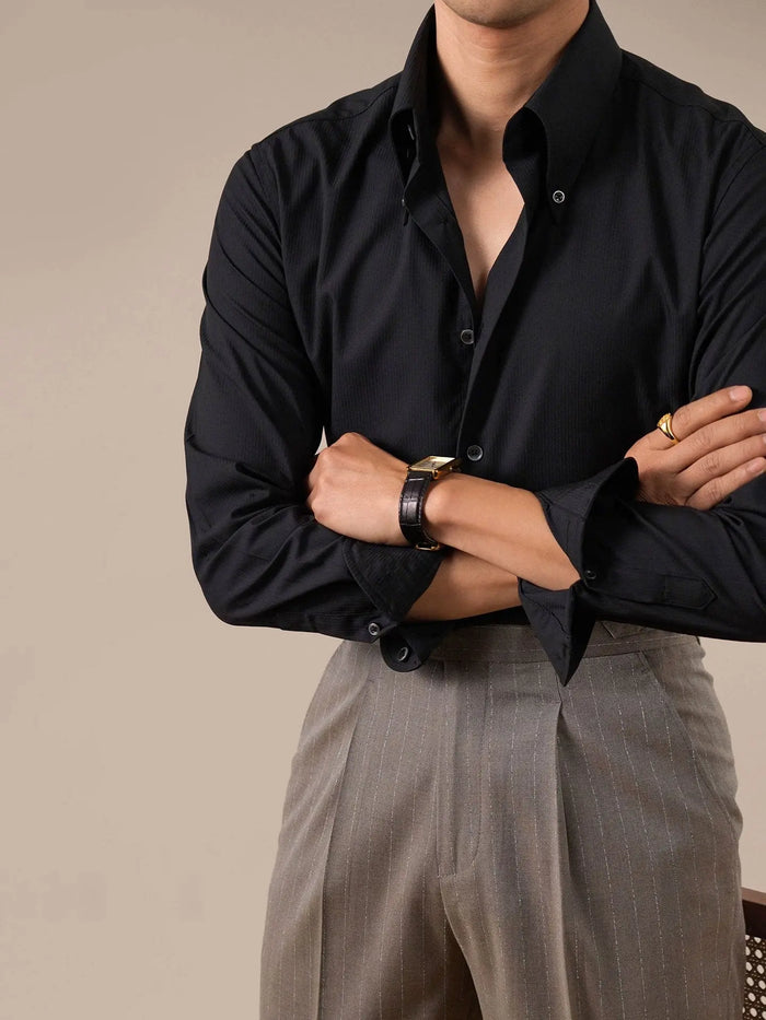 Men's Dress Shirt Bold Pointed Collar Button-Down - BRABION