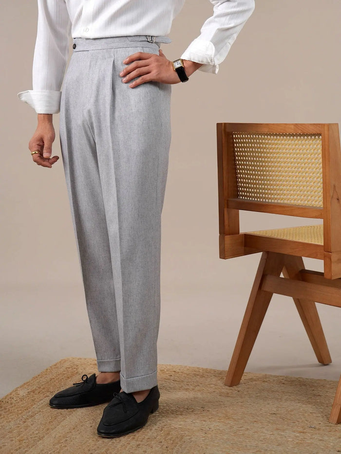 Men’s Grey Linen Dress Pants BRABION