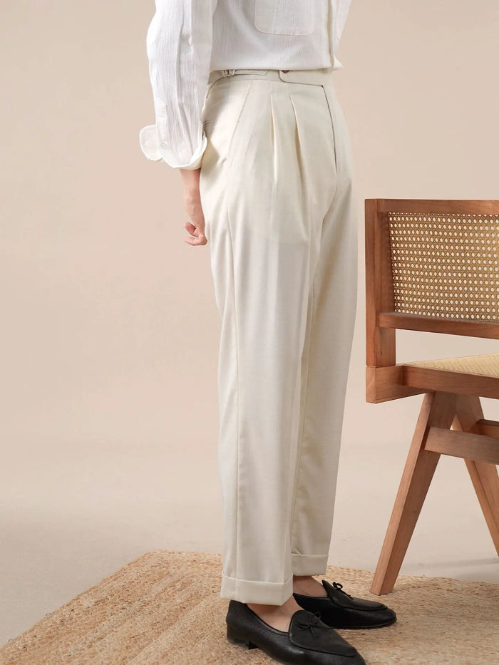 Men's High-Waisted Double-Pleated Dress Trousers - BRABION
