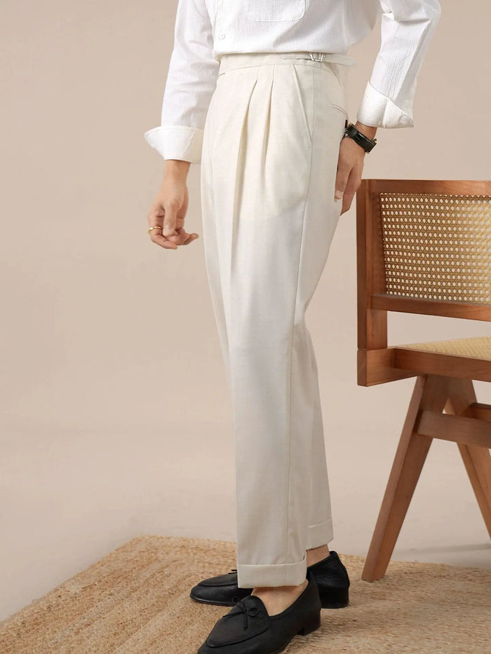 Men's High-Waisted Double-Pleated Dress Trousers - BRABION
