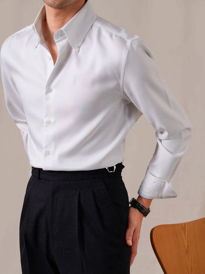 Men’s Italian Point Collar Long Sleeve Dress Shirt - BRABION