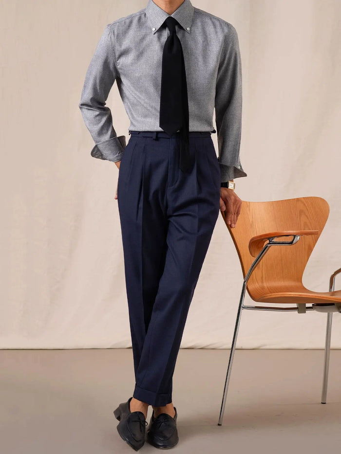 Men’s Italian Point Collar Long Sleeve Dress Shirt - BRABION