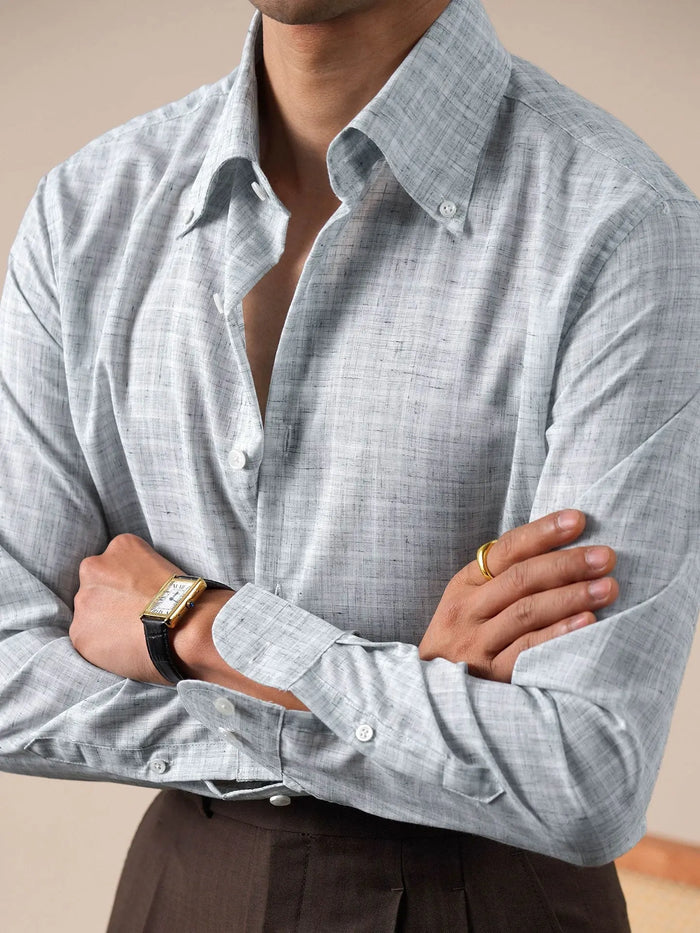 Men's Italian-Style Pointed Collar Plaid Casual Shirt - BRABION