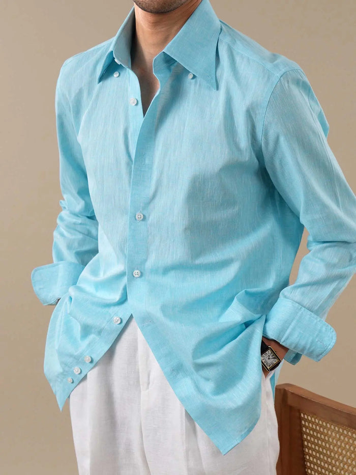 Men’s Linen-Cotton Point Collar Shirt BRABION