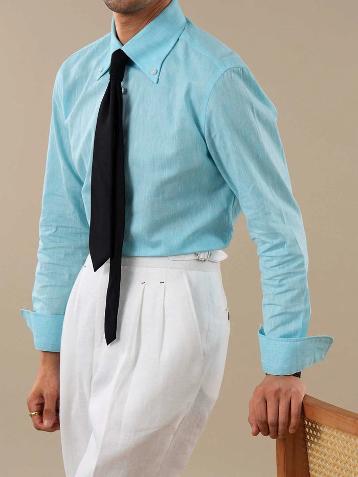 Men’s Linen-Cotton Point Collar Shirt BRABION