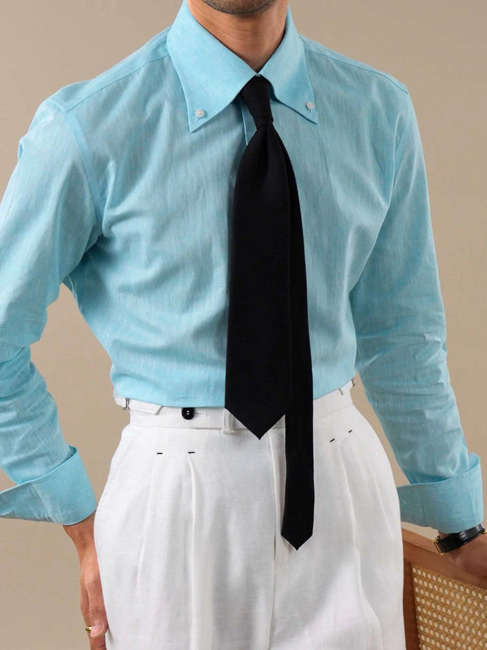 Men’s Linen-Cotton Point Collar Shirt BRABION