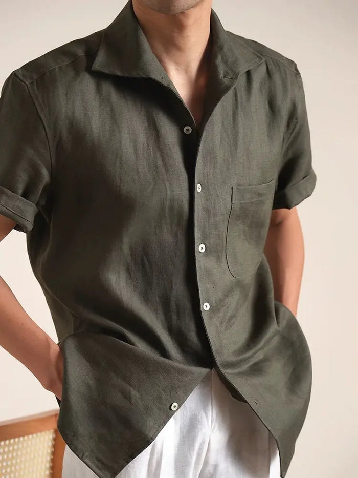 Men's Linen Short-Sleeve Collar Shirt BRABION