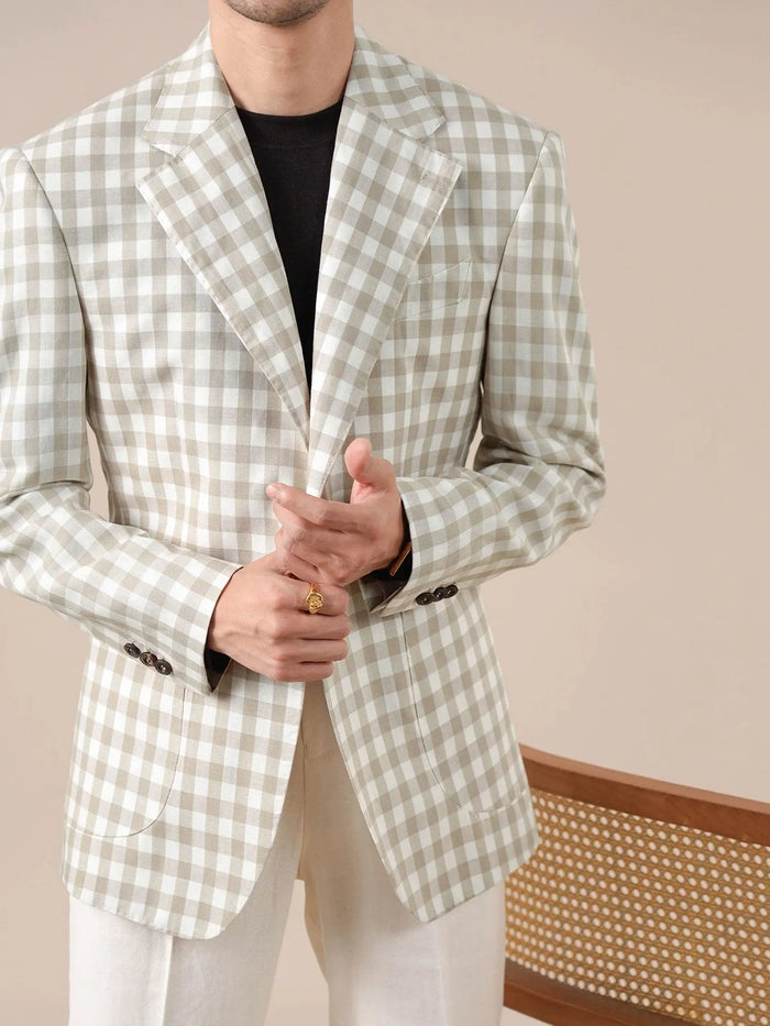 Mens Lyocell Linen Half-Lined Suit Jacket - BRABION