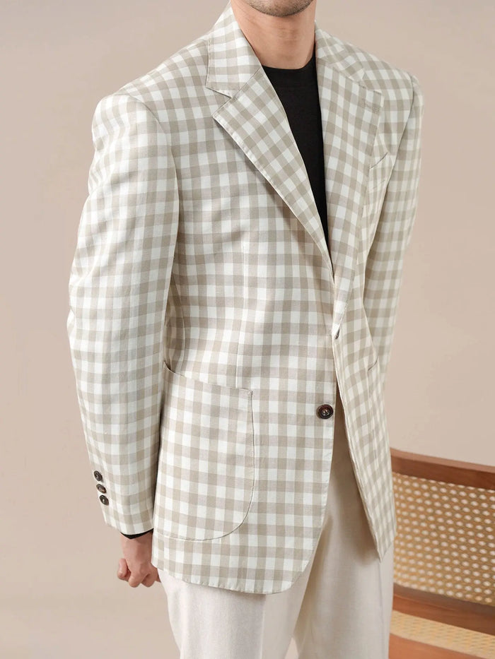 Mens Lyocell Linen Half-Lined Suit Jacket - BRABION