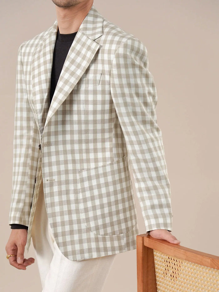 Mens Lyocell Linen Half-Lined Suit Jacket - BRABION