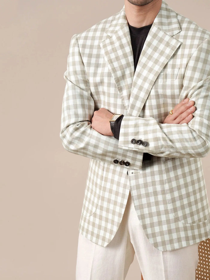 Mens Lyocell Linen Half-Lined Suit Jacket - BRABION