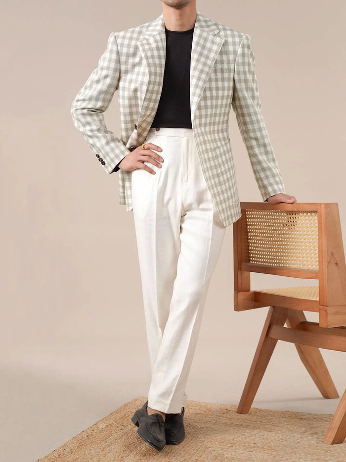 Mens Lyocell Linen Half-Lined Suit Jacket - BRABION