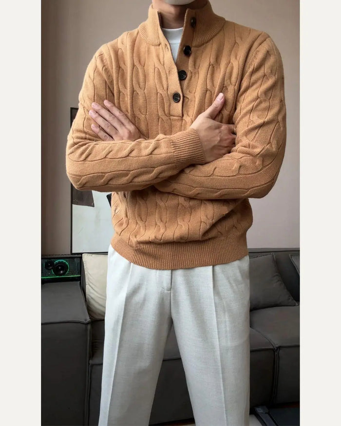 Men’s Relaxed Fit Knit Pullover Sweater - BRABION