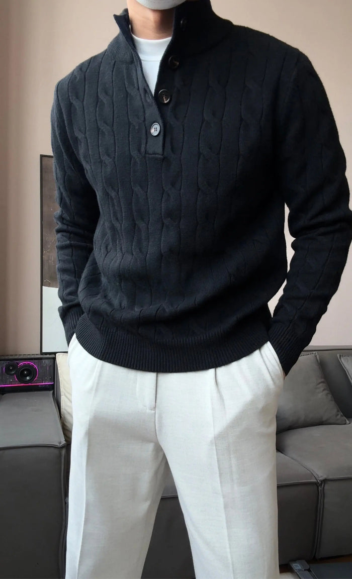 Men’s Relaxed Fit Knit Pullover Sweater - BRABION