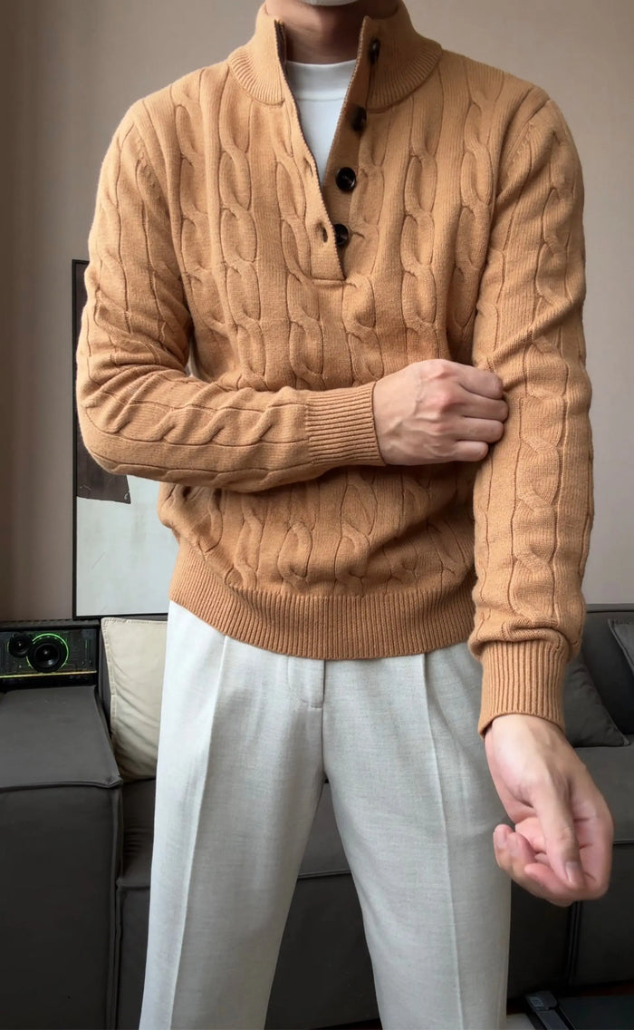 Men’s Relaxed Fit Knit Pullover Sweater - BRABION