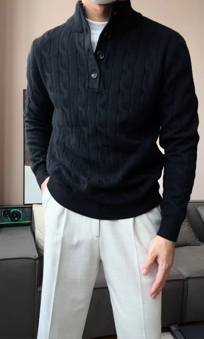 Men’s Relaxed Fit Knit Pullover Sweater - BRABION