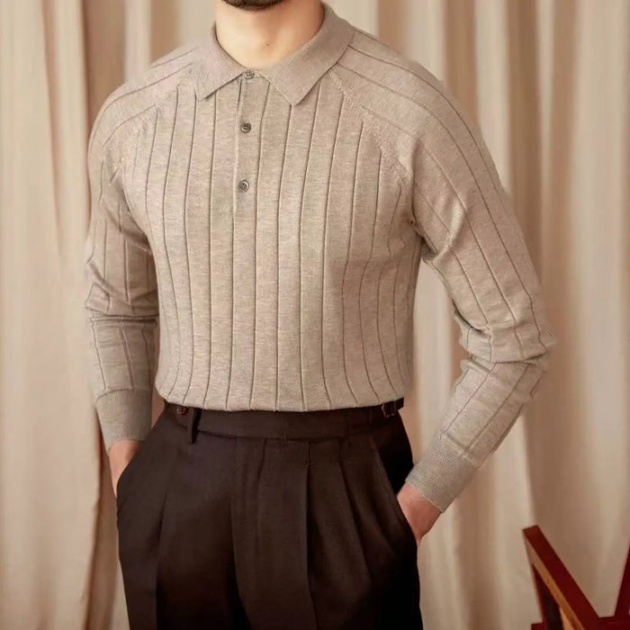 Men’s Ribbed Knit Polo Sweater BRABION
