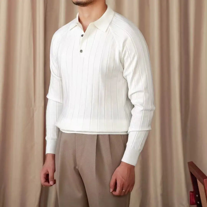 Men’s Ribbed Knit Polo Sweater BRABION