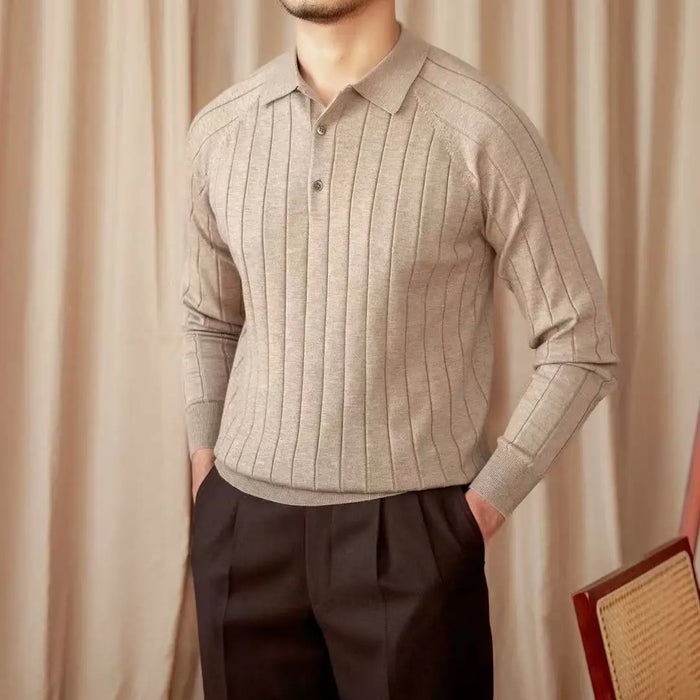 Men’s Ribbed Knit Polo Sweater BRABION