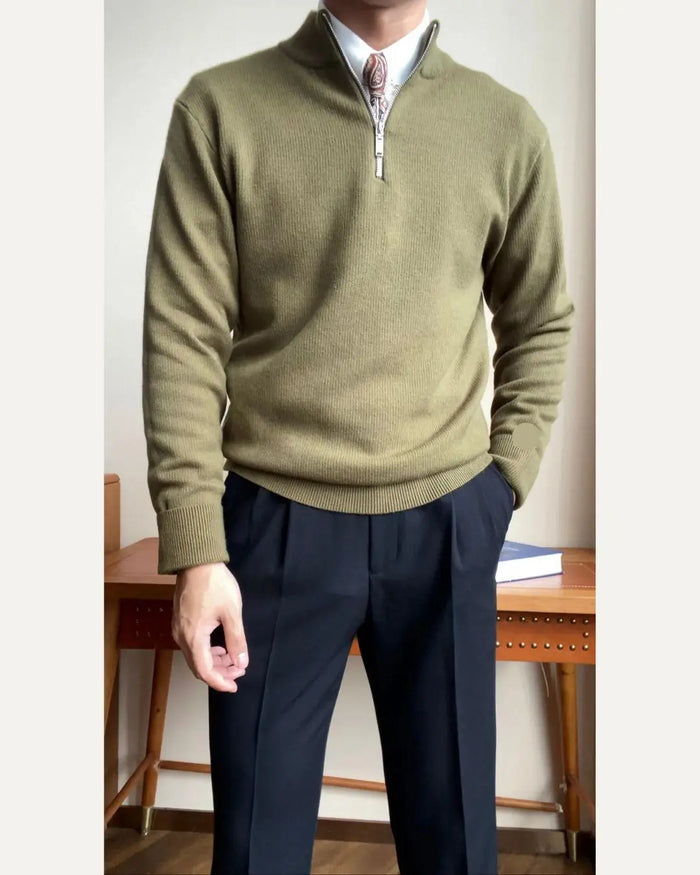 Men’s Slim Fit Zip Neck Knit Sweater - BRABION