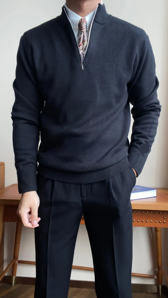 Men’s Slim Fit Zip Neck Knit Sweater - BRABION
